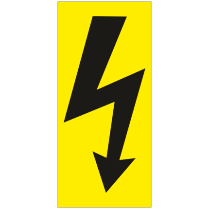 Symbol blesk, černý blesk na žluté folii