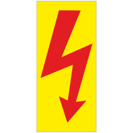 Symbol blesk, červený blesk na žluté folii