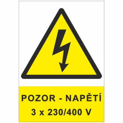 Pozor - napětí 3 x 230/400 V