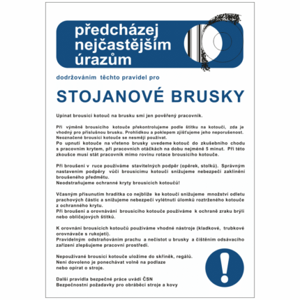 Pravidla bezpečné práce pro stojanové brusky
