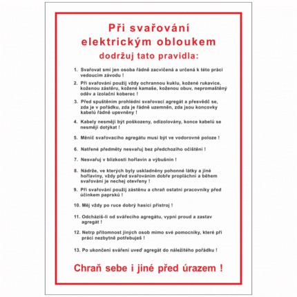 Pravidla bezpečné práce pro svařování elektrickým obloukem