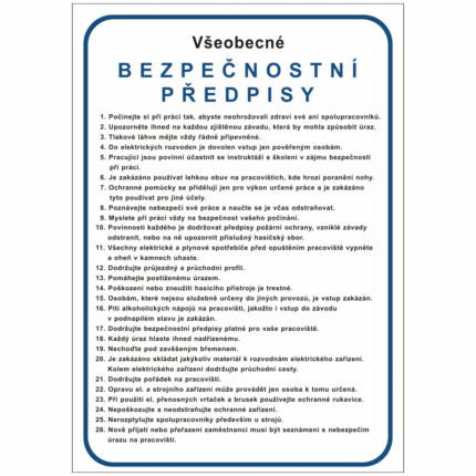 Všeobecné bezpečnostní předpisy