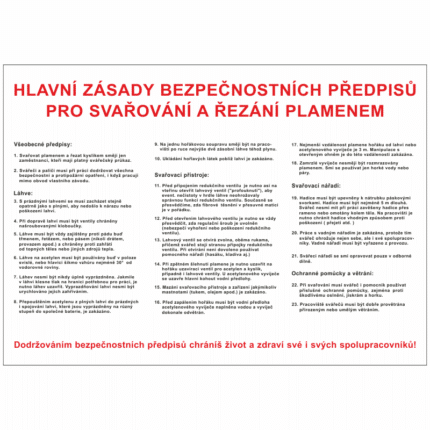 Hlavní zásady bezp. předpisů pro svařování a řezání plamenem