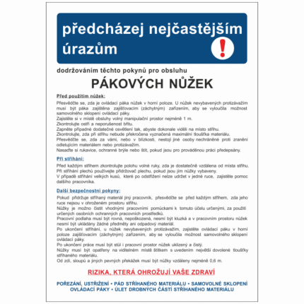 Pravidla bezpečné práce pro pákové nůžky