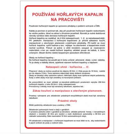 Používání hořlavých kapalin na pracovišti