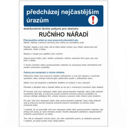 Pravidla bezpečné práce pro ruční nářadí