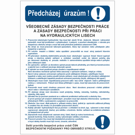 Všeobecné zásady bezpečnosti práce na hydraulických lisech