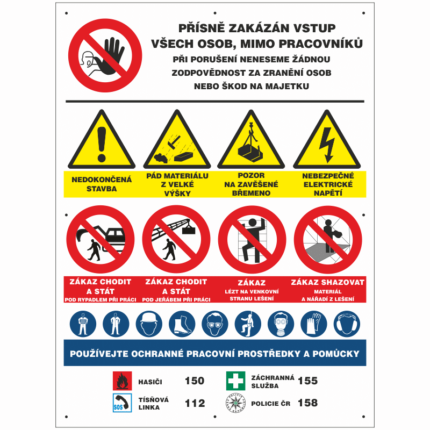 Banner Přísně zakázán vstup všech osob, mimo pracovníků