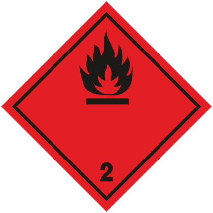 Nebezpečí požáru (hořlavé plyny) č.2 (červený podklad,černý tisk)
