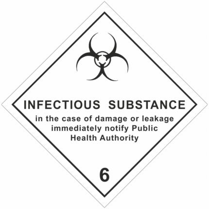 Infekční látka (biologické riziko) č. 6.2B(bílý podklad,černý anglický text)