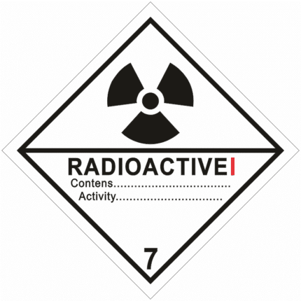Radioaktivní látka v kusech kateg.I. č.7A (černý tisk)