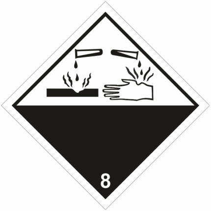 Žíravá látka č.8 (bílý podklad, černý tisk)