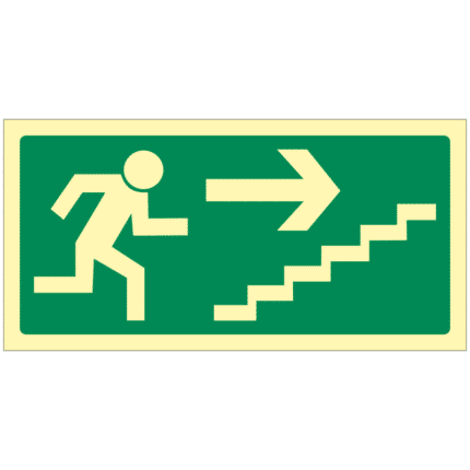 Únikové schodiště vpravo nahoru.