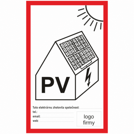 PV symbol na fotovoltaiku + doplnění firmy