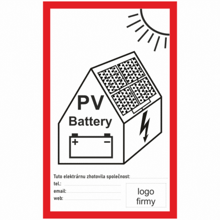 PV + baterie symbol na fotovoltaiku + doplnění firmy