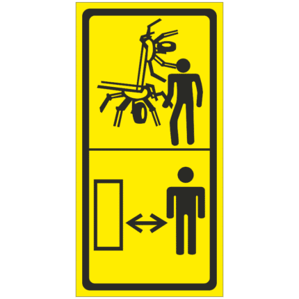 Dodržuj vzdál. od zvednutého žacího stroje/Dodržuj dostateč.vzdálenost