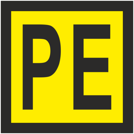 PE (žlutý podklad, černý tisk)