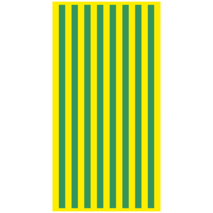 Označení ochranných vodičů (žlutý podklad, zelené pruhy 1cm)