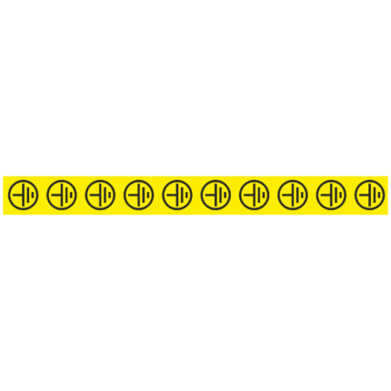 Znak uzemnění v kruhu prům. 14 mm - žlutá f., černý t.-pruh