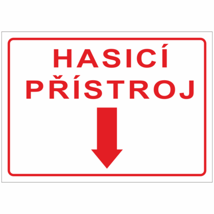 Hasicí přístroj (text se směrovou šipkou dolů)