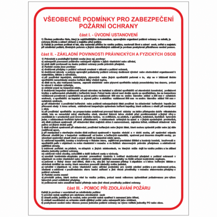 Všeobecné podmínky pro zabezpečení požární ochrany