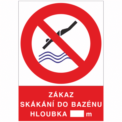 Zákaz skákání do bazénu hloubka....m